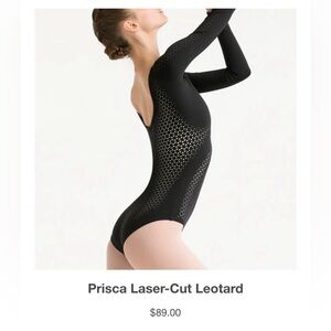 Black Long Sleeve Leotard (Zarēly brand) with Laser-Cut Details